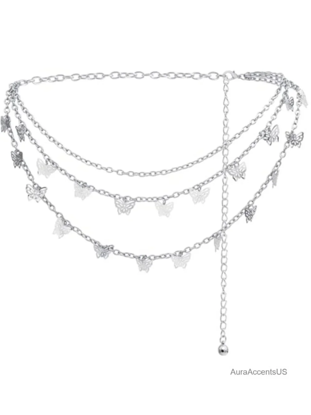 Multi-Layer Butterfly Waist Chain Alloy Hollowed Pendant